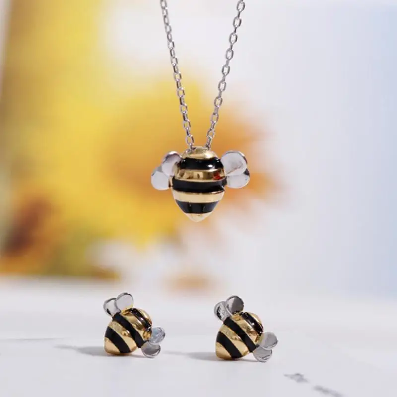 Горячая корейская мода Милая пчела ключица цепь Европейская и американская мода животных ювелирные изделия серебряные женские Nacklace Серьги