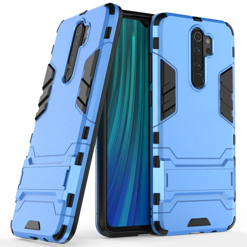 Blue Чехол для Xiaomi Redmi Note 8 Pro, задняя крышка для телефона Xiaomi Redmi Note8 Pro, устойчивый к падению отпечатков пальцев, чехол с подставкой - Цвет: Blue