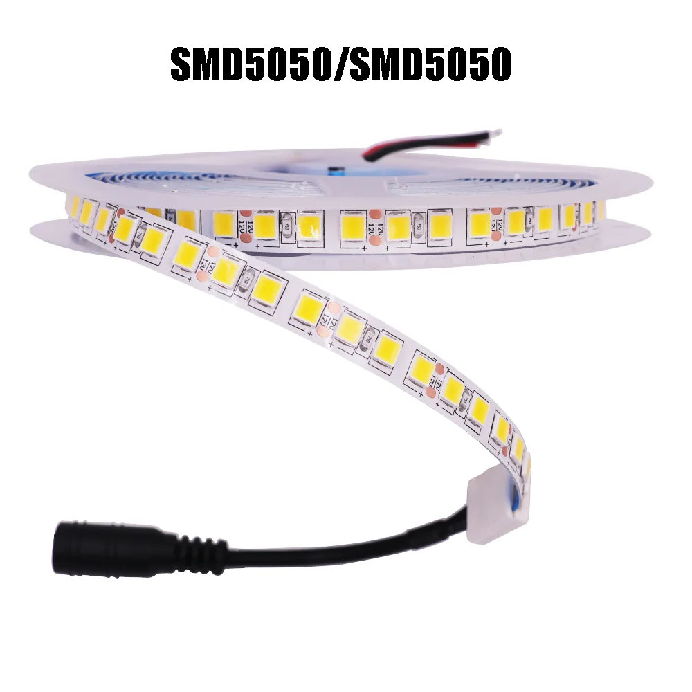 Водонепроницаемая светодиодная лента 5 м SMD 5050 5054 белая/теплая белая гибкая 12 В