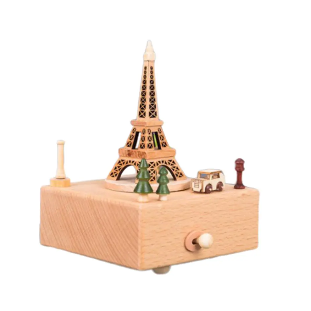 Тёмно-синий Lovely Music Box Wooden Music Box Home Creative Solid Wood Carousel Crafts Valentine's Day Gift Ornaments - Цвет: Тёмно-синий