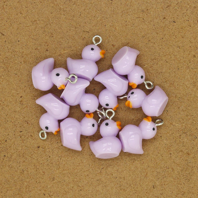 10pcs Solid Color Small Duck Resin Earring Charms Kawaii Animal Pendants For Bracelet Necklace Keychains Diy Jewelry Accessory