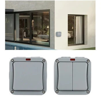 

IP66 Outdoor Waterproof Weatherproof External Wall Switch 1 /2 Gang Push Button Power wall Switch socket