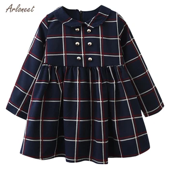 

ARLONEET toddler girls dresses autumn winter 2019 Long Sleeve Plaid Dress Princess Dresses vestido de princesa infantil