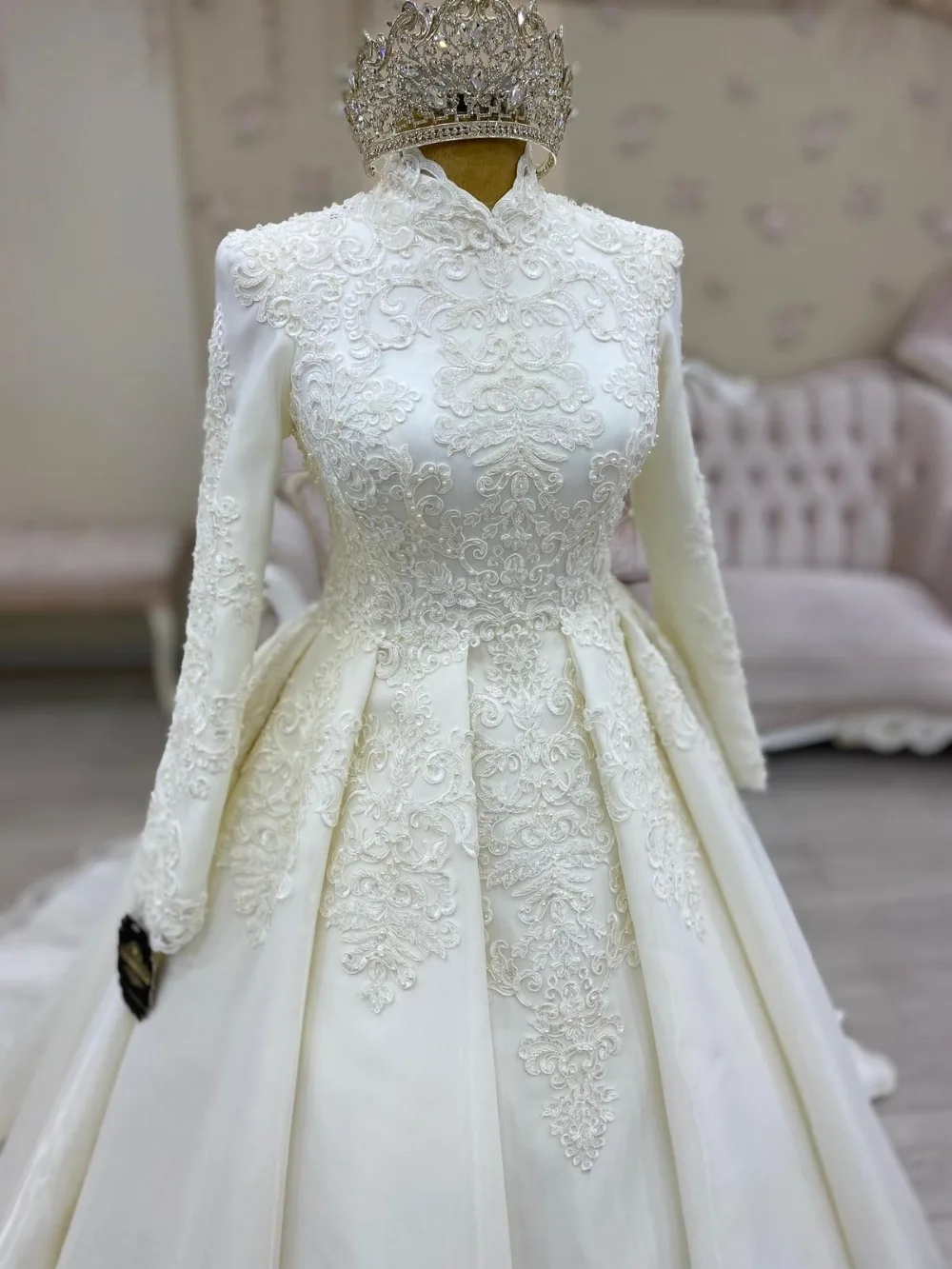 wedding dress for women Appliques Muslim Wedding Dresses for Bride 2022 Long Sleeve High Neck Tulle Satin Wedding Bridal Gowns Robe De Mariage bridesmaid