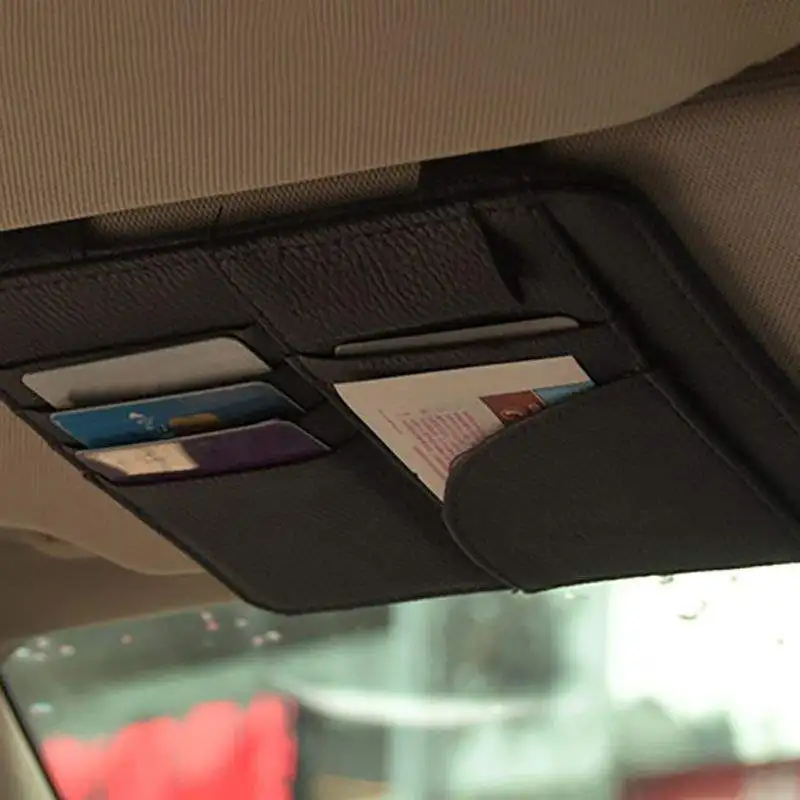 Universal Car Sun Visor Sunglasses Card Sunglasses Pen Ticket Clip Multi-purpose Holder Leather Car Roof Suit