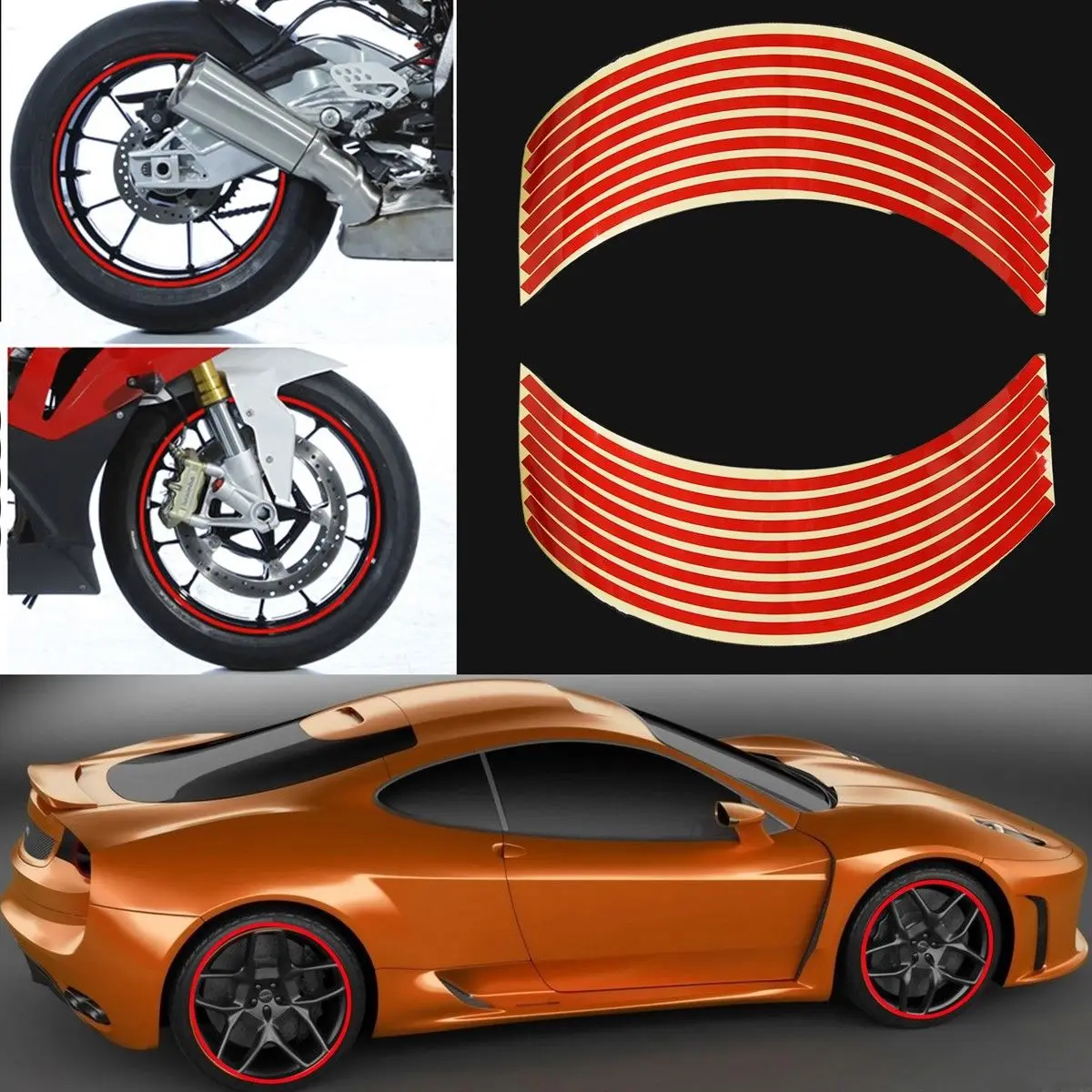 

Reflective Wheel Rim Stripe Tape car Sticker for Opel astra Mokka VW Golf Jetta Tiguan Peugeot 206 508 Seat Leon lbiza