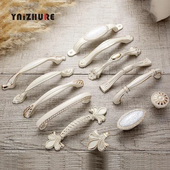 Ivory White Door Handles And Knobs For Cabinet Kitchen Cupboard Zinc Alloy Furniture Handles Dresser Drawer Pulls Hardware