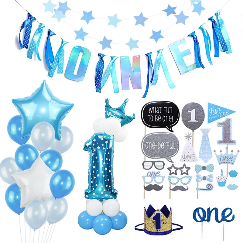 1 день рождения для мальчиков и девочек декоративные воздушные шары фоторамка