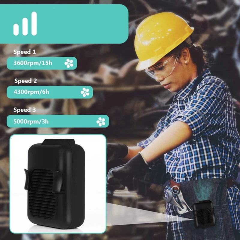 Поясной вентилятор портативный Handsfree USB мини носимый клип на сильный ветер 3600MAH