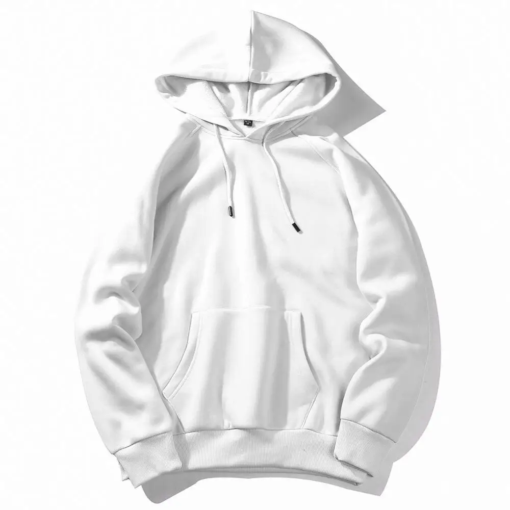 

Warm Fleece Hoodies Men Sweatshirts 2019 New Spring Autumn Solid White Color Hip Hop Streetwear Hoody Man's Clothing EU SZIE XXL