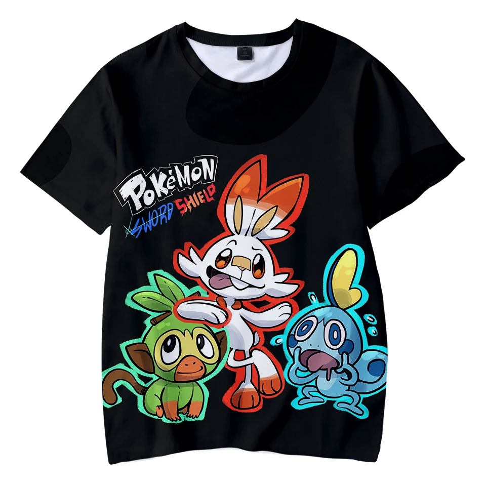 Pokemon Sword and Shield  Children's Wear Fashion Summer Short-Sleeved T-shirt Trend Fashion Casual Tops