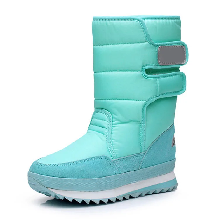 lightblue Женские ботинки; очень теплые женские зимние ботинки; женская обувь; большие размеры; Botas Feminina; зимние ботинки с плюшевой стелькой; Цвет черный, белый - Цвет: lightblue