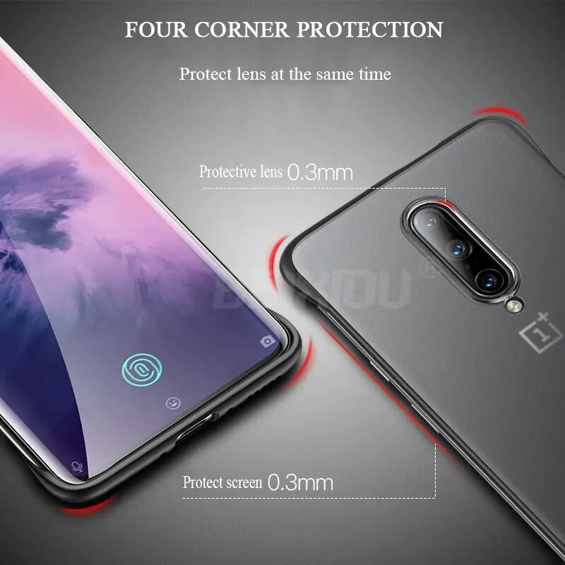 7T чехол для OnePlus 7T 7 Pro чехол матовый безрамный чехол для телефона для OnePlus 7T Pro One Plus без оправы противоударный, Бесплатный кольцевой ремешок
