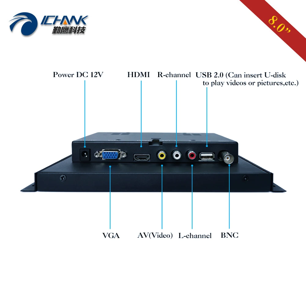 Ӻ   , USB U ũ  ÷̾ ZK080TN-592, 8 ġ ÷, 1024x768 IPS ũ AV VGA BNC HDMI  Ż ̽