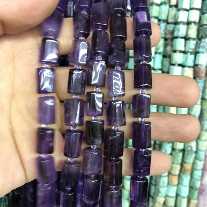 

Wholesale 2strings Natural Amethyst Quartz beads,Polished Raw Stone Tube beads for jewelry 15.5"/string