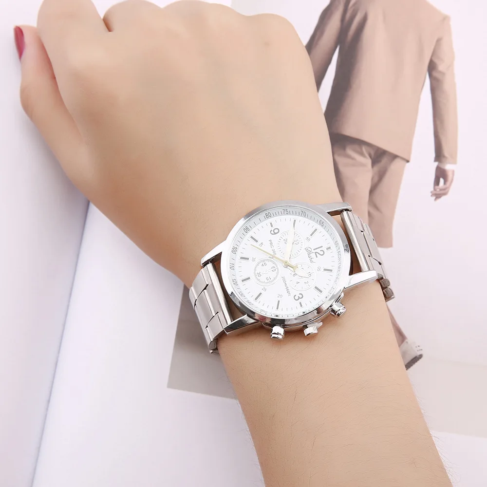 

Alloy Three-Eyed Decoration Watch British-Style Three-Eyed Six-pin Steel Watch Men Business Casual Quartz Watch