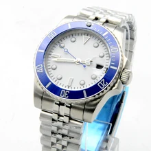 

40MM Ceramic Ring Yacht Aseptic White Surface Men's Automatic Mechanical Watch Stainless Steel Silver