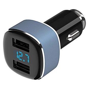 

Dual USB Fast Charger with Car Voltage Meter and Current Detection, for iPhone 11 Xs, Galaxy S20 S10