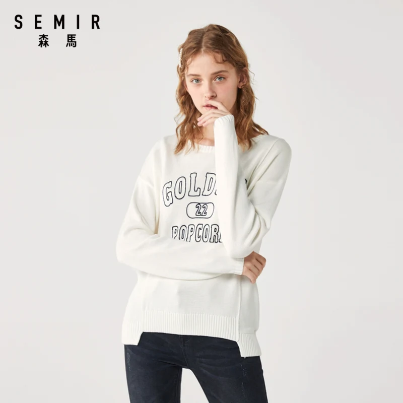 

SEMIR Women warm sweater winter wear 2020 new fashion loose irregular design knitted bottoming sweater