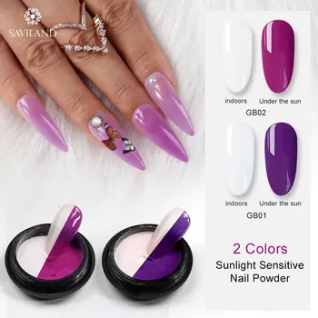

SAVILAND Newest Summer Style Sunlight Sensitive Nail Powder Color Changing Sun Chameleon Powder UV DIY Nail Art Decoration