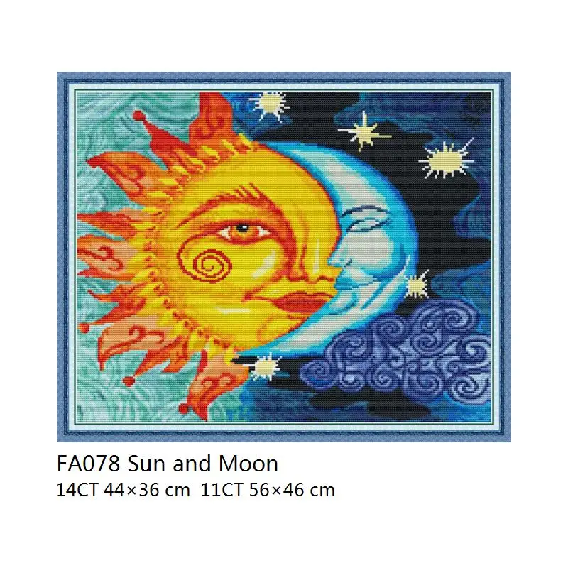 Cross Stitch FA078 Joy Sunday наборы для вышивки крестом солнце и луна узоры напечатаны на холсте 14CT 11CT белая ткань для рукоделия DMC DIY Искусство домашний декор - Цвет: Cross Stitch FA078