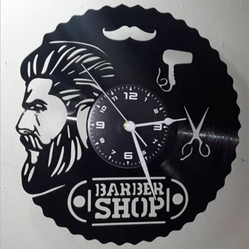 

Barber Shop Sign duvar saati Vinyl Record Wall Clock Modern Barber Pole Beauty Hair Salon Wall Clock Hairdresser Gift