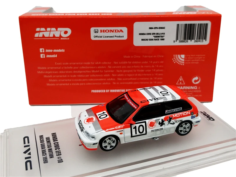 INNO 1: 64 1990 Honda Civic EG9 игрушечная машинка из сплава, игрушки для детей, литая модель автомобиля, подарок на день рождения