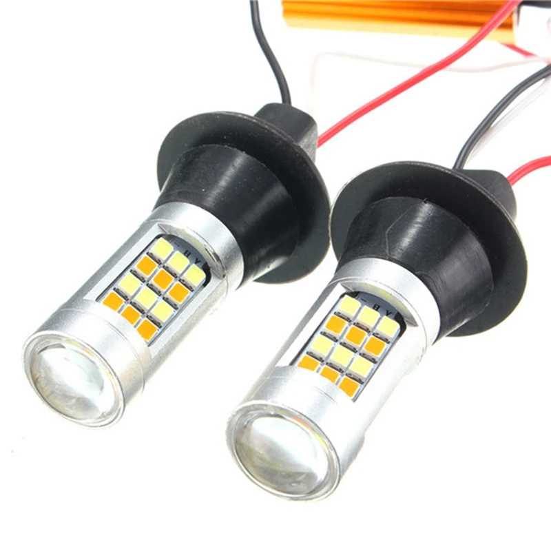 2 шт. T20 7443 2835 42 SMD 1000LM 20 Вт Светодиодный дневной ходовой светильник двухцветная лампа поворотного сигнала DC12-24V Новинка