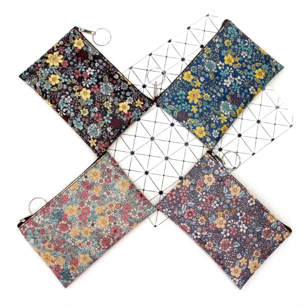 Classic Print Creative Coin Purse Flower Pattern Change Purse Lady Card Holding Small Square Wallet Vintage Student Mini Wallet