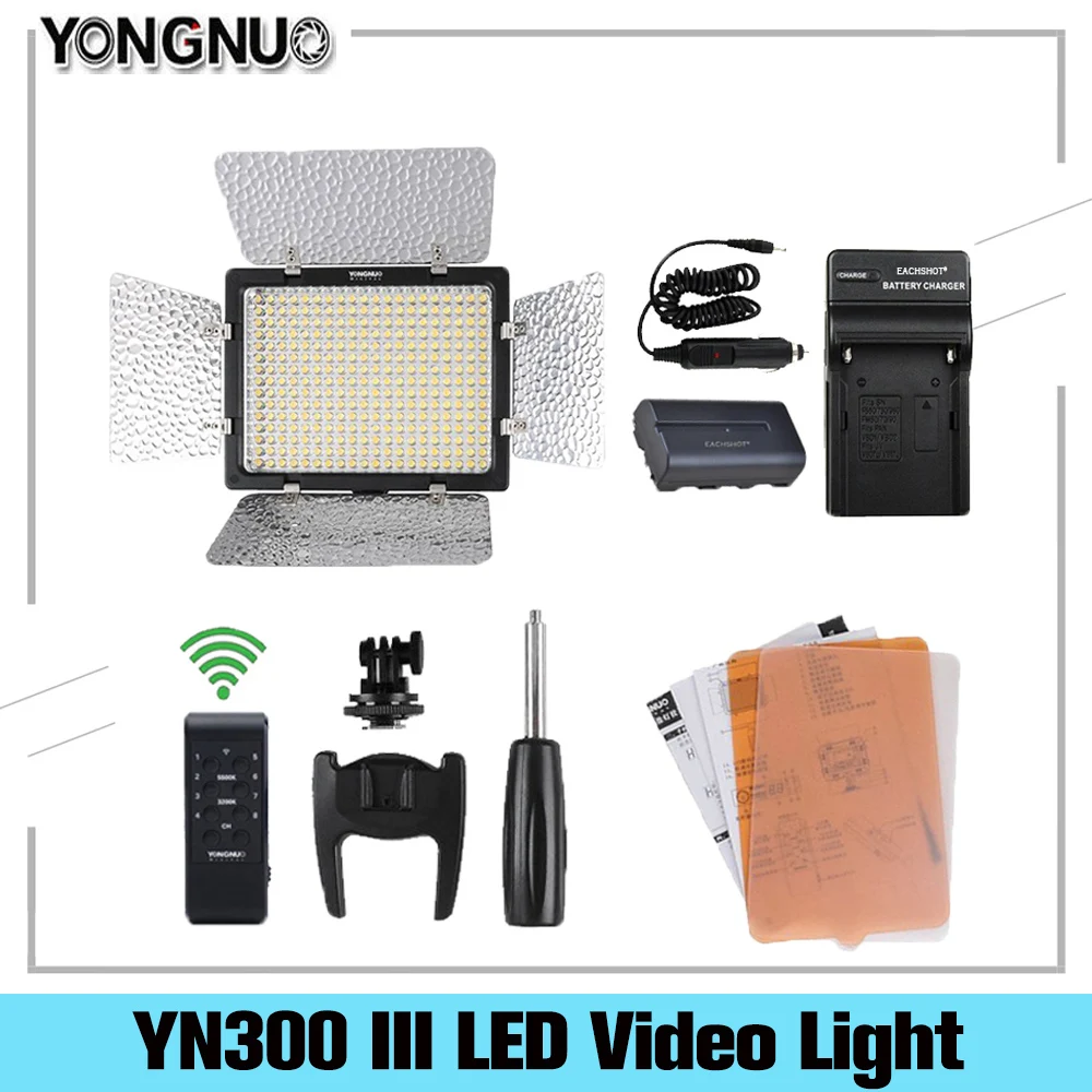 Светодиодная лампа для фотосъемки Yongnuo YN300 III 3200k 5500K CRI95 с адаптером питания