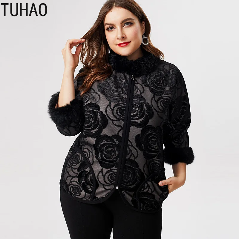 

TUHAO Middle Age Women Coats and Jacket Plus Size 6XL 5XL 4XL Vintage Elegant Woman's Jackets Coast Large Size Clothing ZPZ