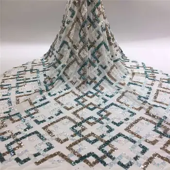 

Luxury Green Embroidered Net Material Nigerian Tulle Lace Fabric For Wedding African Parties Tulle Lace With Sequin