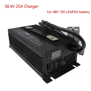 شراء1500W 48V 25A LiFePO4 شاحن بطارية 58.4V 25A تستخدم ل 48V 16S LiFePO4 RV EV حزمة بطارية الطاقة عربة جولف شاحن