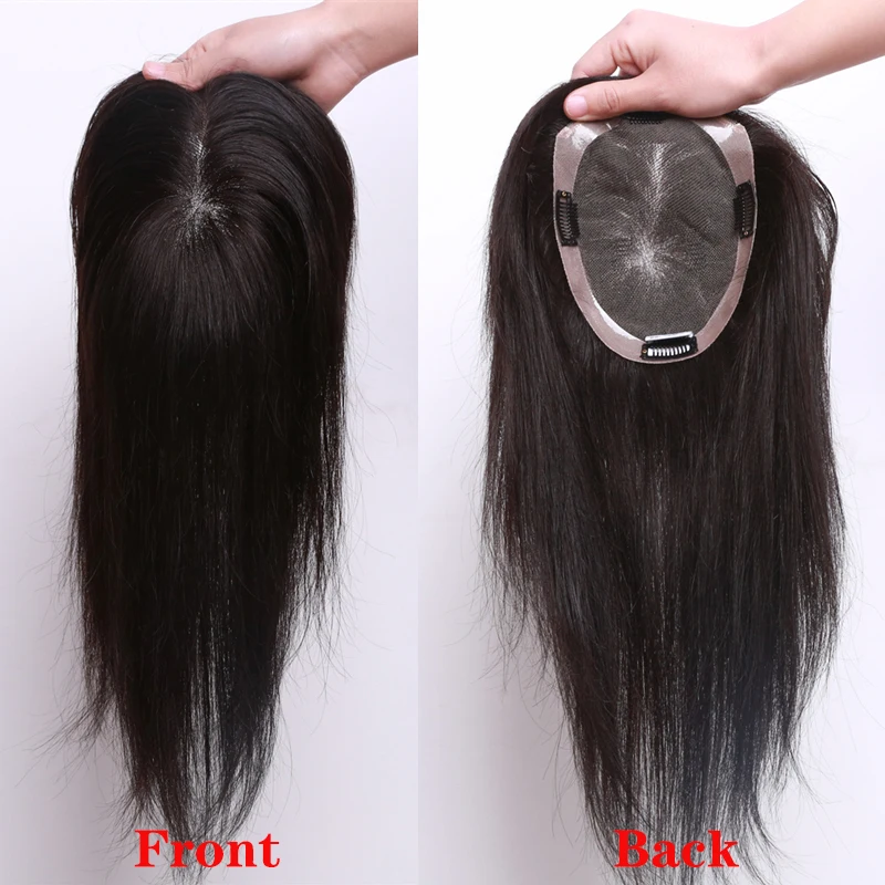 15x16,16x18 Human Hair Topper Wig For Women 8?-14?Straight mono+pu Base With Clips In Hair Toupee Remy Hairpiece