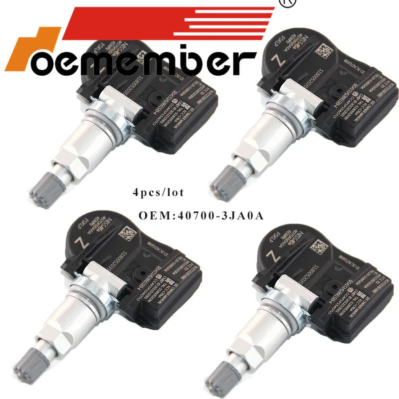 Oember 4 шт. датчик давления в автомобильных шинах 40700-3JA0A TPMS система мониторинга 40700-3JA0B для Nissan Infiniti 407003JA0A 433 МГц