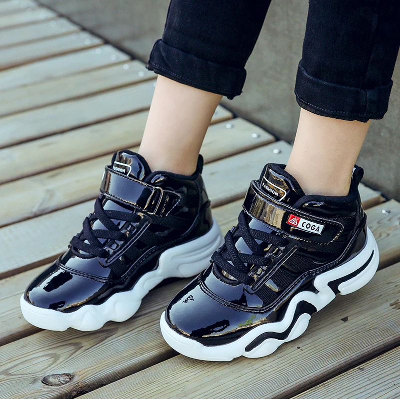 Hot Sal eBoy Basketball Kids Sneakers High Top Childrens Basket Shoes Winter Warm Fur Children Basketballs Sneakes Boy Girl