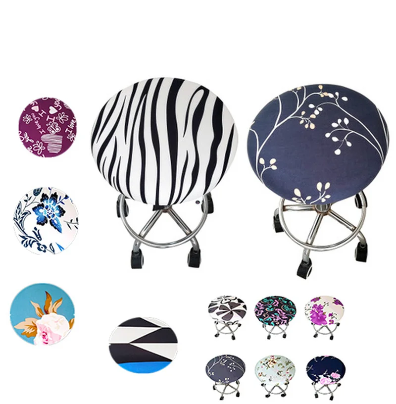 

Round Chair Cover Bar Stool Cover Elastic Seat Cover Home Chair Slipcover Floral Printed Stretch Chair Cover chairs bar stools
