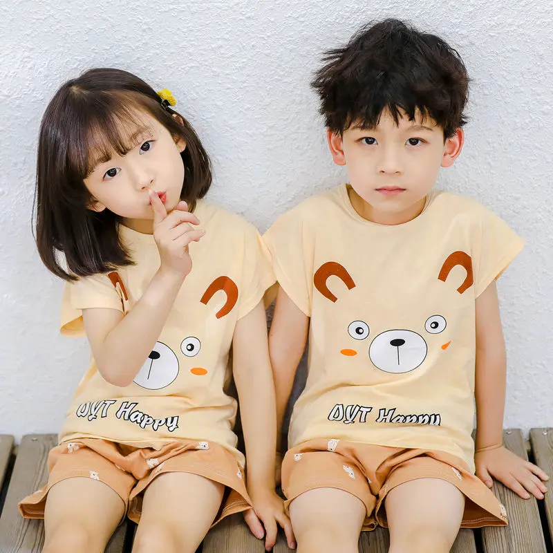 Детские пижамные комплекты с героями мультфильмов хлопковый костюм для сна