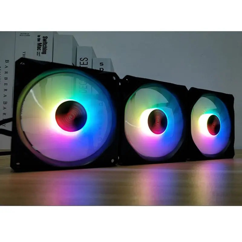 RGB вентилятор 12 см шасси вентилятор настольный компьютер бесшумный волшебный меняющий цвет вентилятор с контроллером