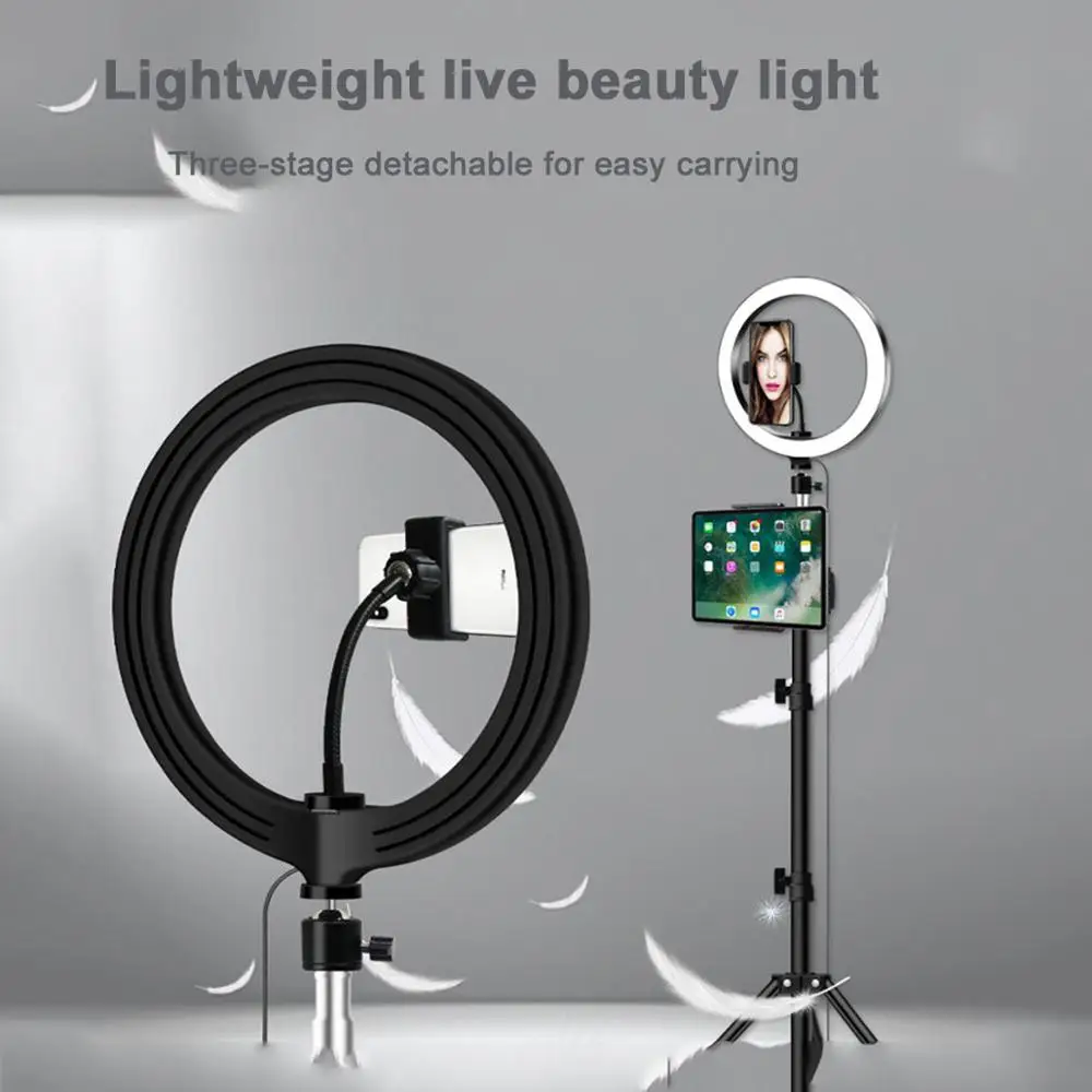 

LED Ring Light 20/26cm Dimmable Selfie Ring Lamp Photography Makeup Light With Tripod Phone Holder USB Plug For Video Youtube