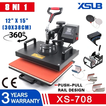 

Advanced New Design 8 In 1 Heat Press Machine Combo Sublimation printer printing For Mug/Cap/T shirt/Phone cases