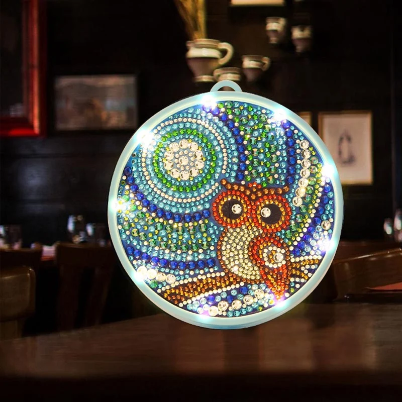 5D алмазная живопись светодиодный светильник специальная форма Алмазная мозаика вышивка Сова DIY незавершенный комплект Рождество