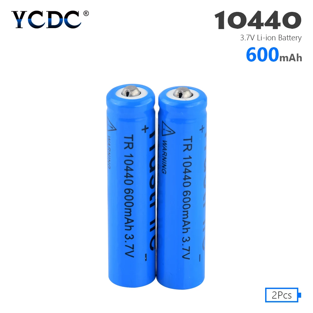 2 pcs 2/4/8 шт. 3,7 V 10440 600mAh литий-ионные аккумуляторы аккумуляторные батареи для фонарь светодиодный светильник вспышки светильник пульт дистанционного управления - Цвет: 2 pcs