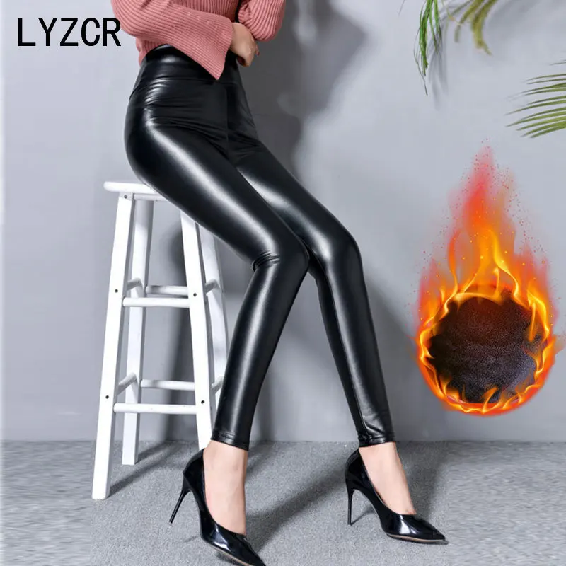 Winter Pu Leather Leggings Women High 