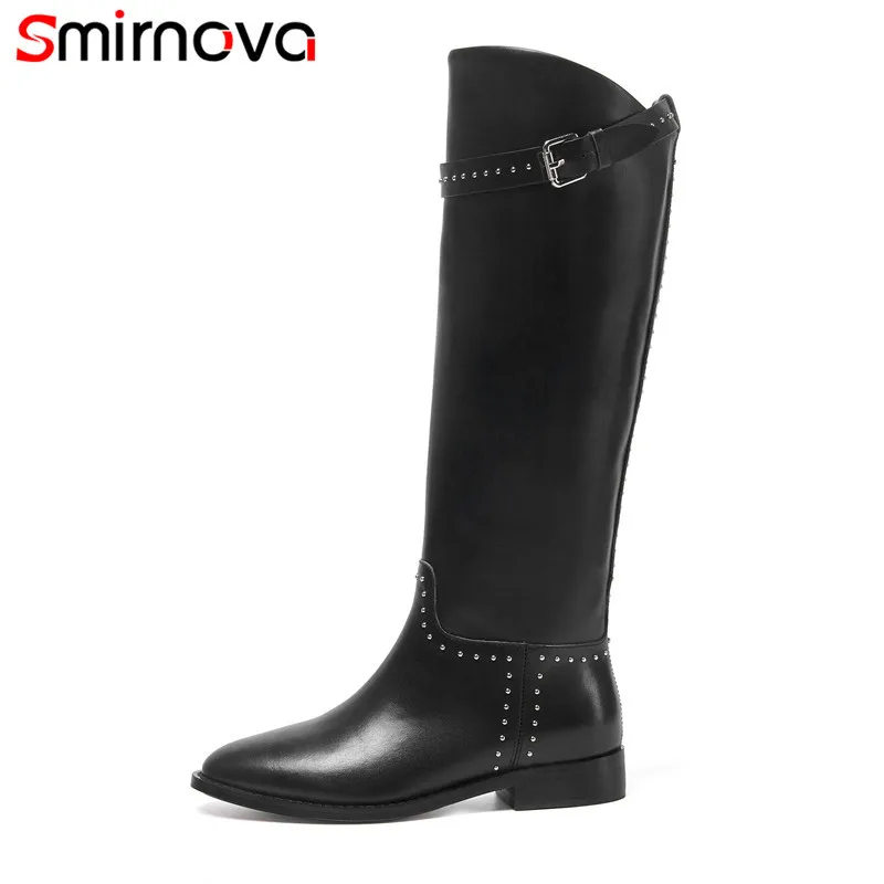 Smirnova/Лидер продаж; модные женские ботинки Осень-зима г. Обувь без застежки с круглым носком ботинки из натуральной кожи женские сапоги до колена
