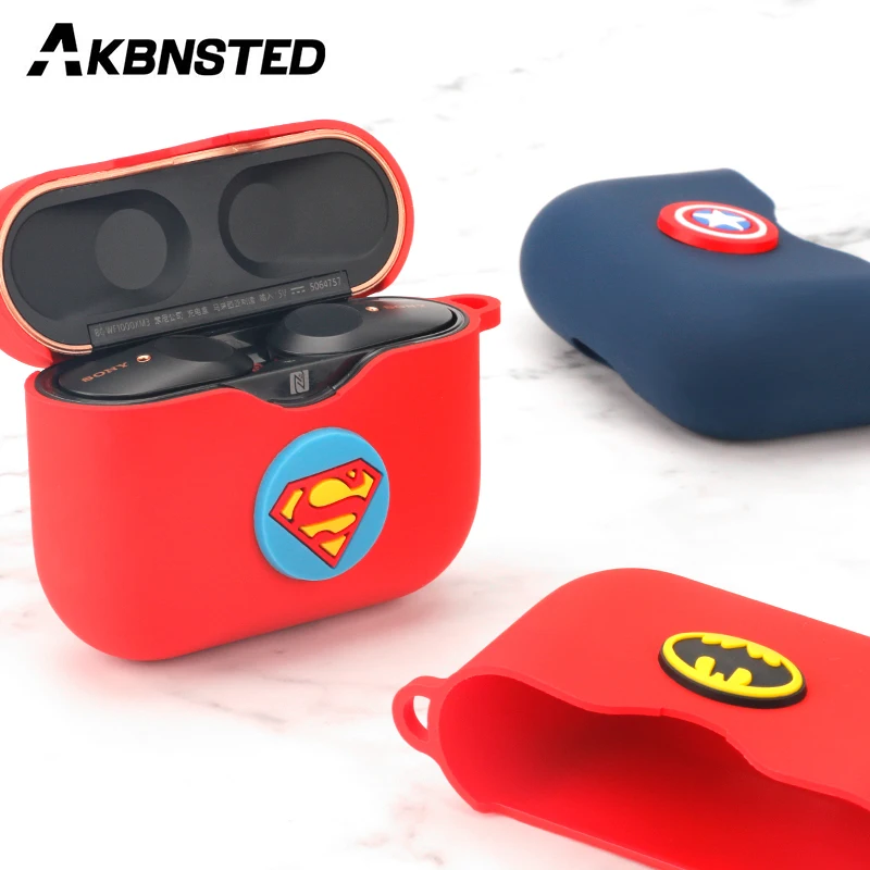 AKBNSTED For Sony WF-1000XM3 Bluetooth Earphone The Avengers Silicone Protective Cover For Sony Earphone Replace Accessories