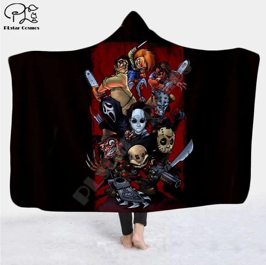 

Halloween horror movie Scream Team Blanket Hooded Blanket 3D full print Wearable Blanket Adults men women Blanket style-2