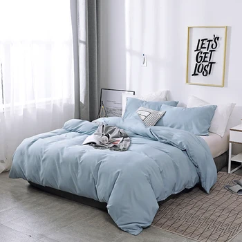 

Solid Sanding Bedding Set Soft Skin-friendly Pillowcase Duvet Cover Set for Bedroom 2019 Bed Linen