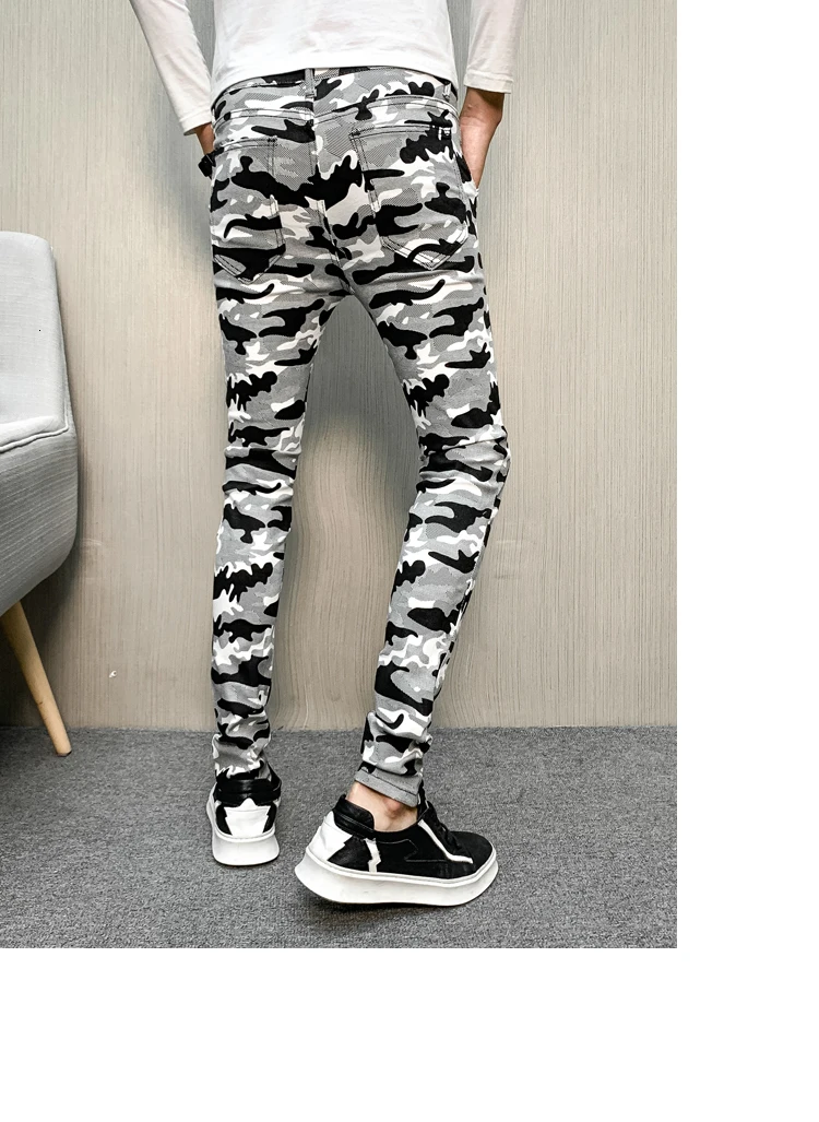 Camo Pants Men Stretch Slim Fashion Military Casual Pants Man Streetwear Hip Hop Joggers Sweatpants Men Feet Trousers Male