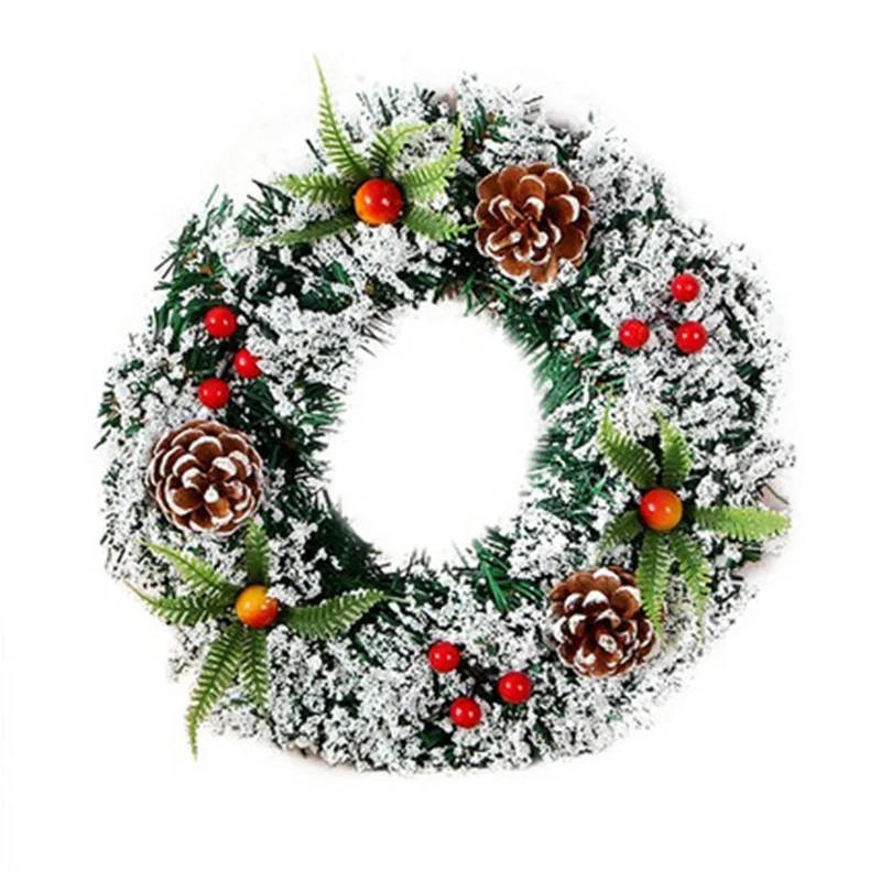 New Year Handmade Christmas Wreath Decoration for Home Spruce Wreath Circle Artificial Garland Door Hanging Ornament Celebration